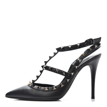 Valentino Garavani Nappa Rockstud Ankle Strap Pumps 36.5 Black 1 of 10