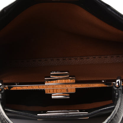 Fendi Cuoio Romano Selleria Bi-Color Medium Peekaboo Iconic Satchel Black Mou 4 of 8