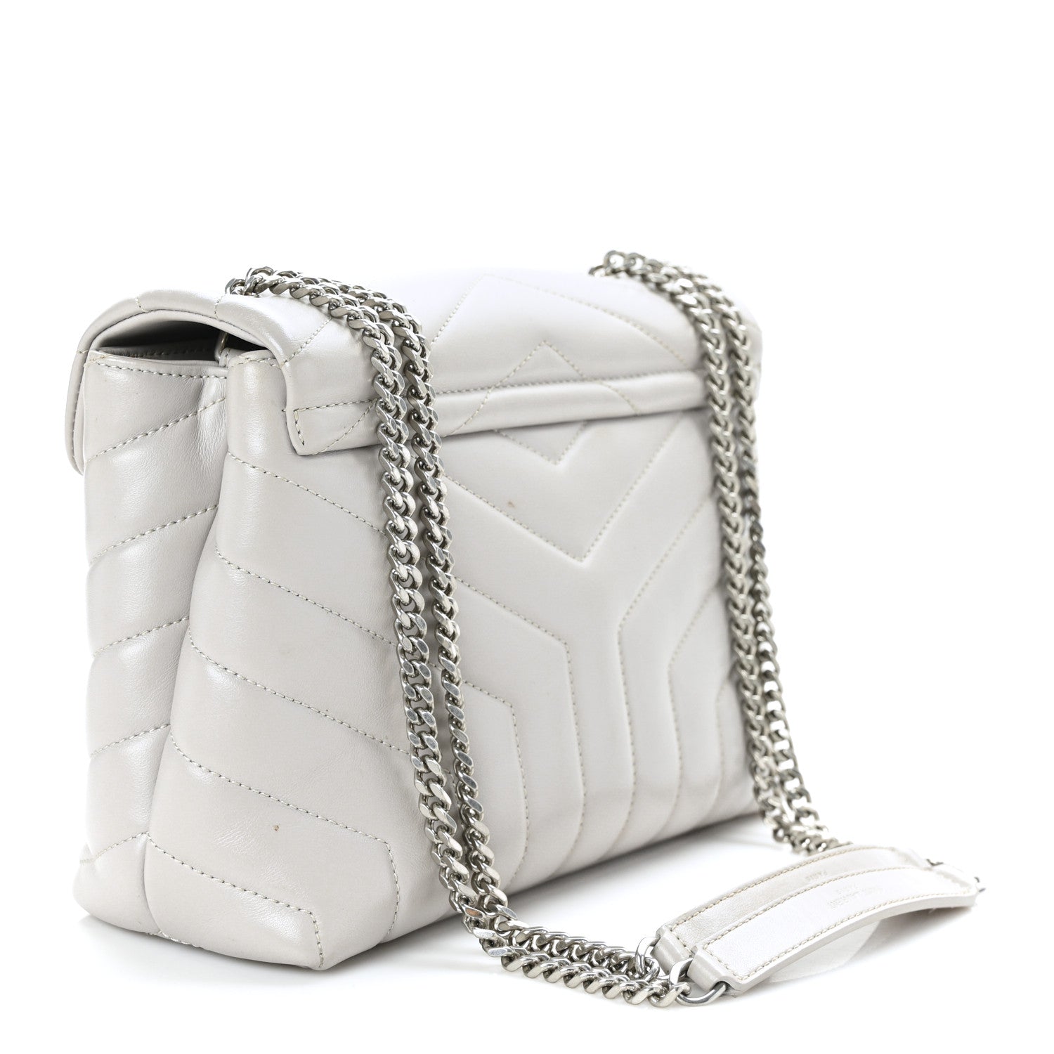 Saint Laurent Calfskin Y Quilted Monogram Small Loulou Chain Satchel Granite 2 of 7