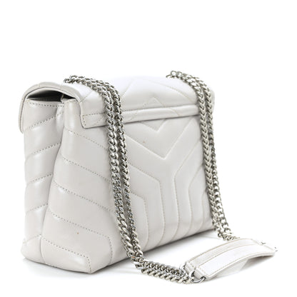 Saint Laurent Calfskin Y Quilted Monogram Small Loulou Chain Satchel Granite 2 of 7
