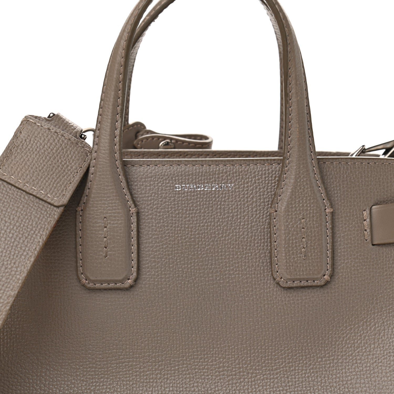 Burberry Derby Calfskin House Check Small Banner Tote Pale Taupe 9 of 15