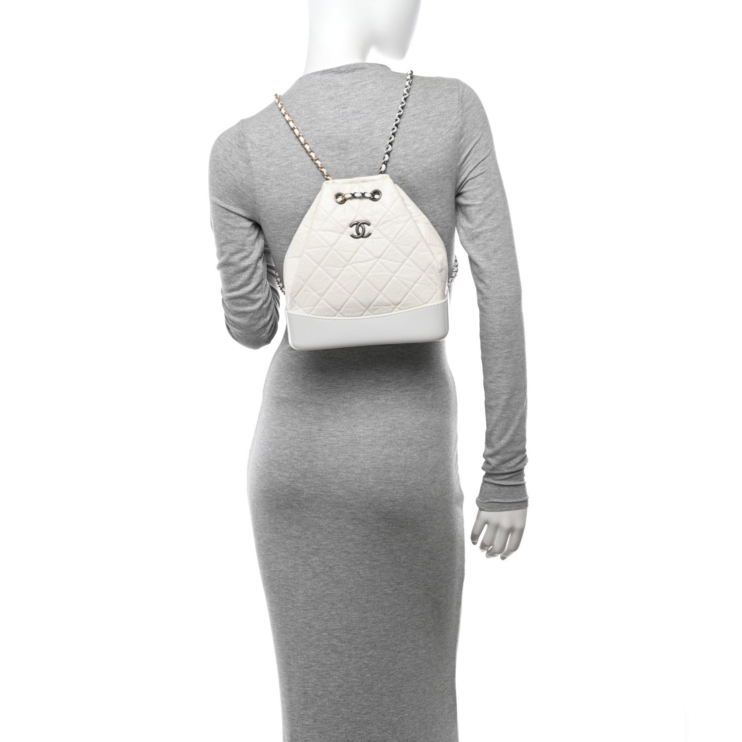 Chanel Aged Calfskin Quilted Small Gabrielle Backpack White 2 of 13