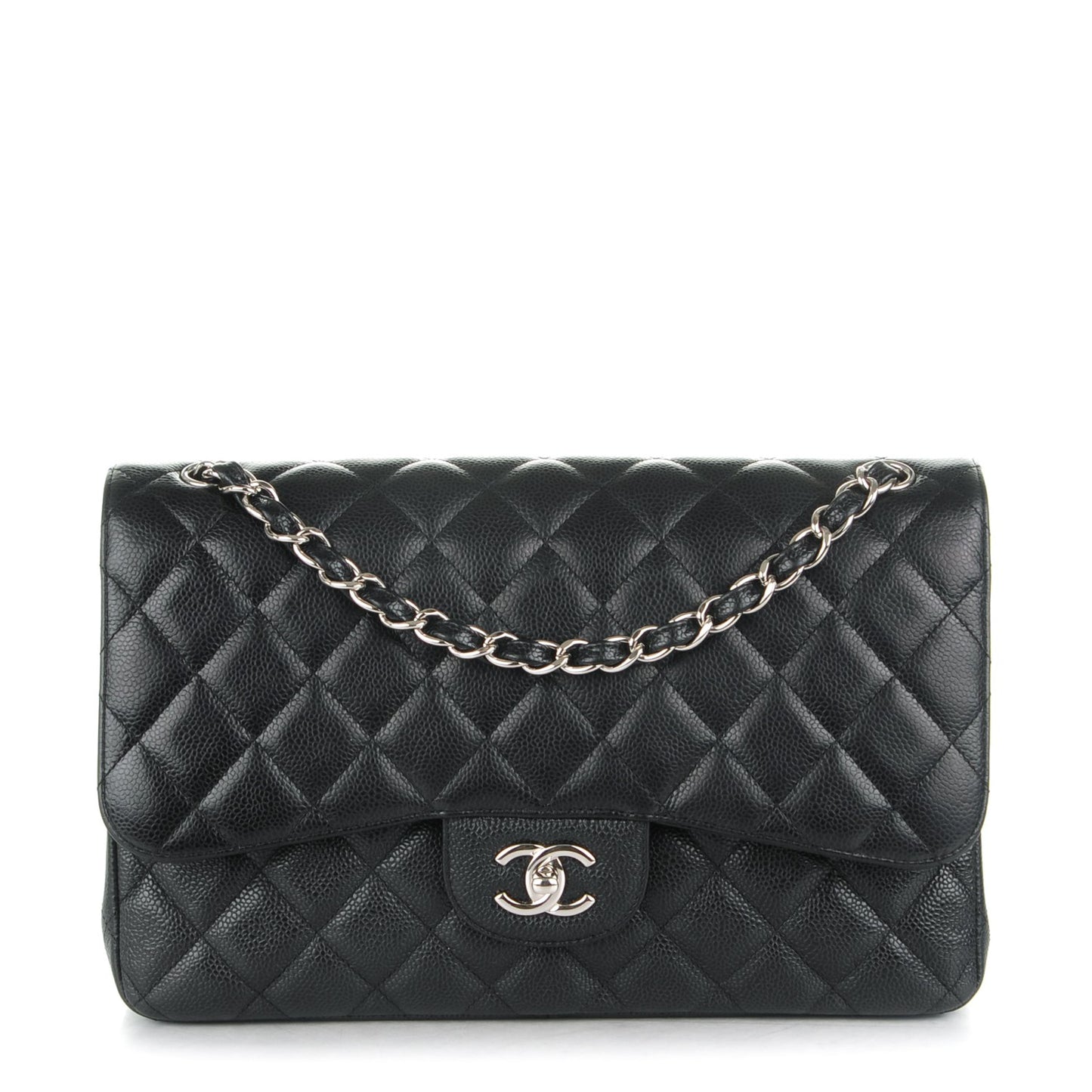 Caviar Quilted Jumbo Double Flap Black
