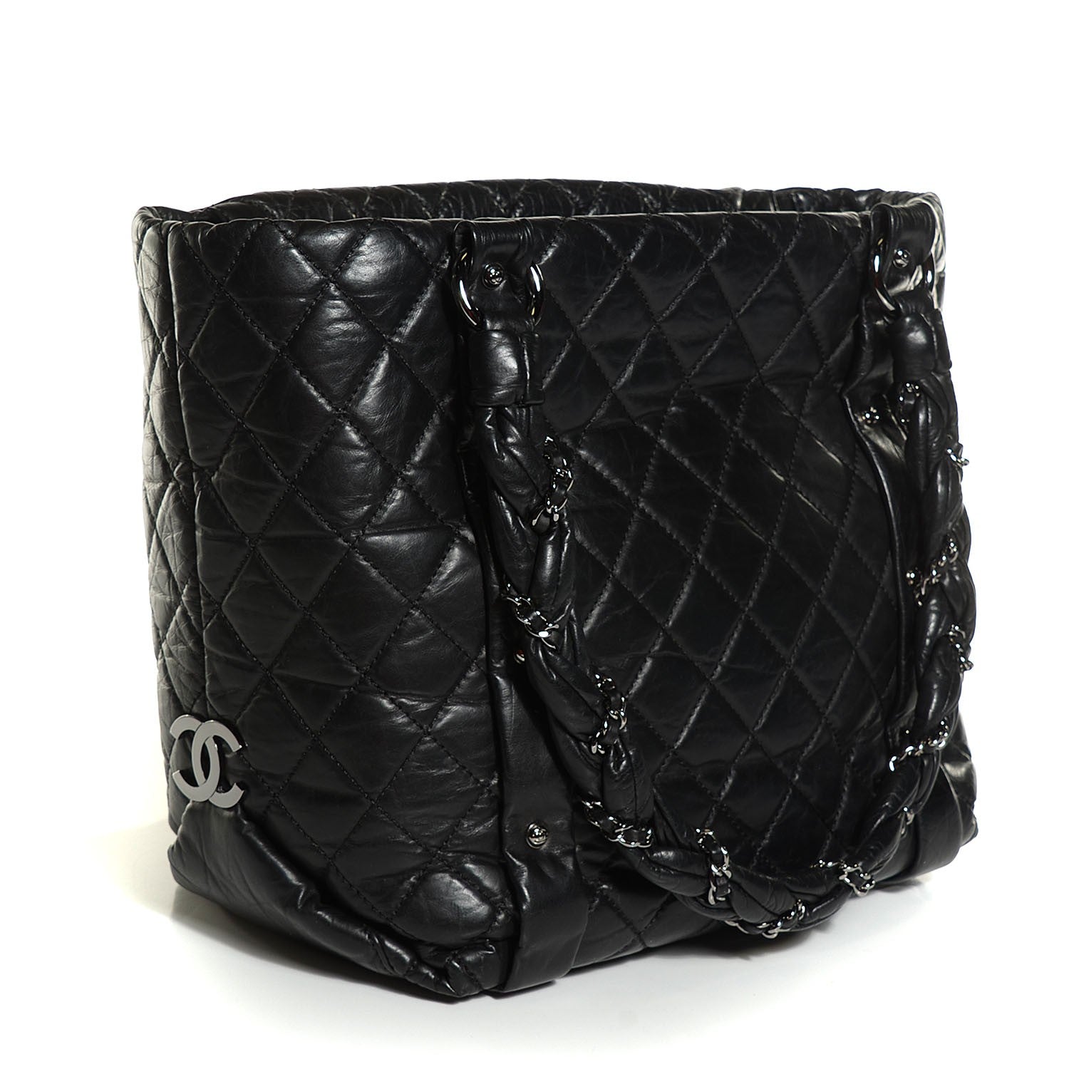 Chanel Distressed Lambskin Lady Braid Ligne Tote Black 3 of 7