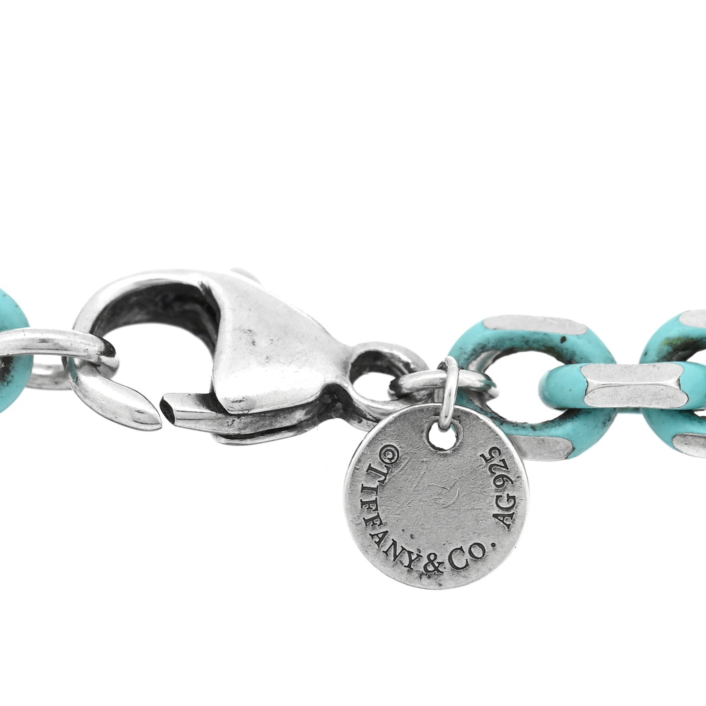 Sterling Silver Enamel Link Bracelet Blue