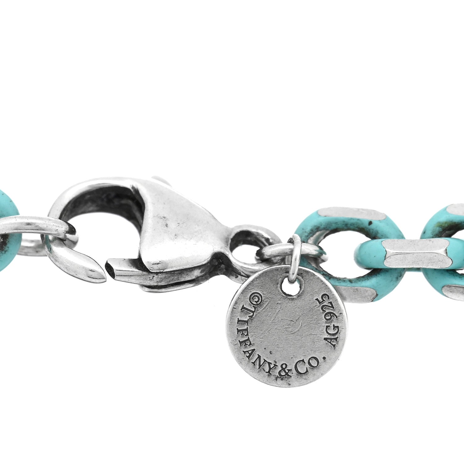 Tiffany Sterling Silver Enamel Link Bracelet Blue 3 of 4