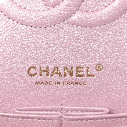 Chanel Iridescent Calfskin Quilted Medium Double Flap Light Pink 6 of 11