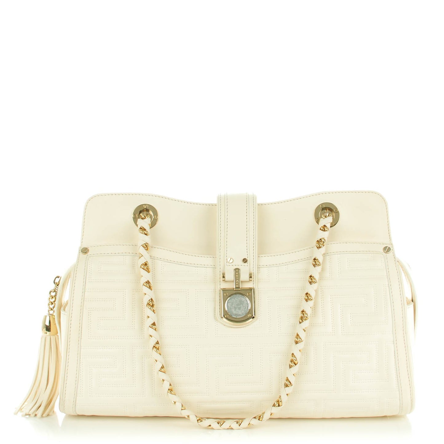 Nappa Ricamata Shoulder Bag Bianco