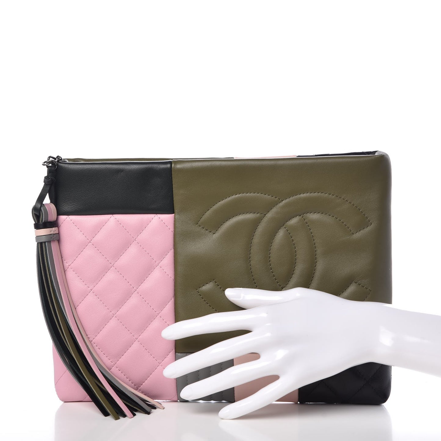 Lambskin Patchwork Medium Cosmetic Case Multicolor