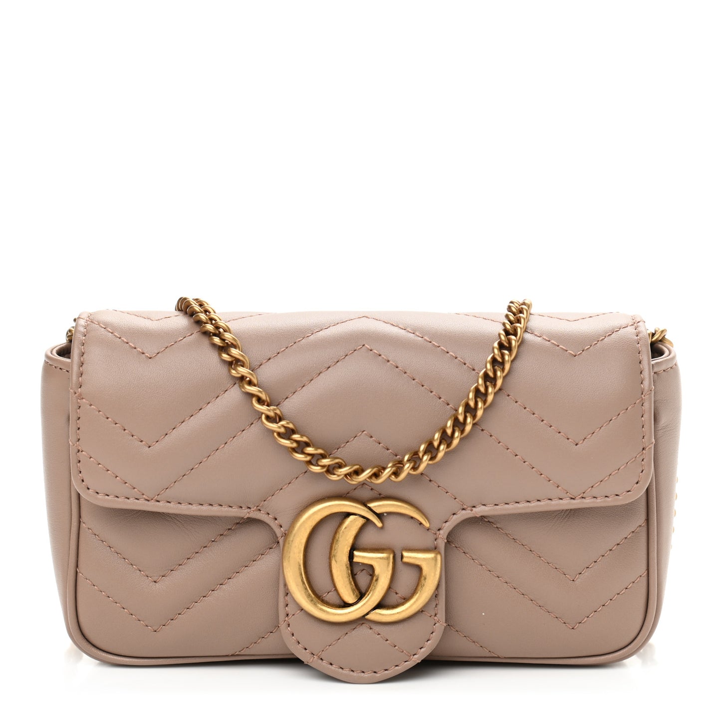 Calfskin Matelasse Super Mini GG Marmont Shoulder Bag Porcelain Rose
