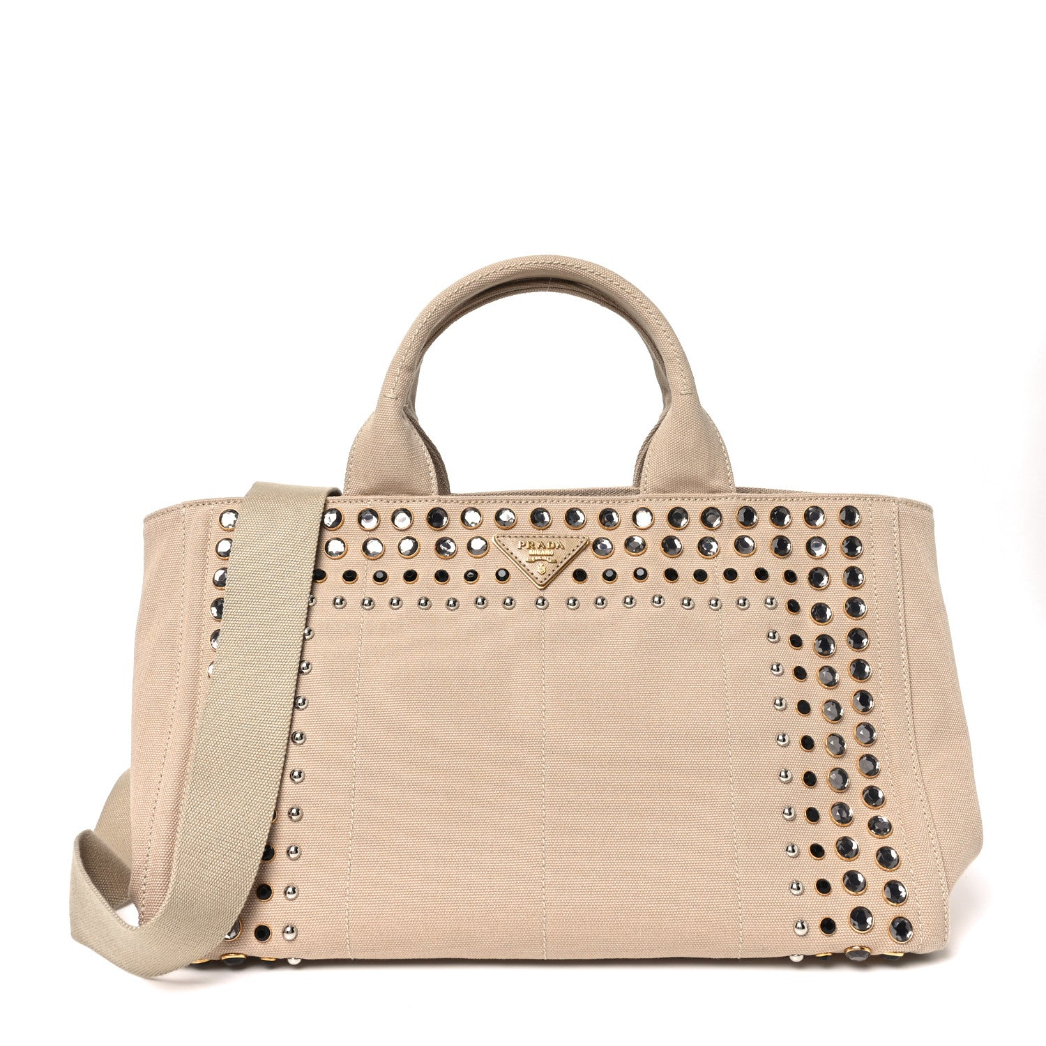 Prada Canapa Crystal Studded Tote Corda 1 of 9