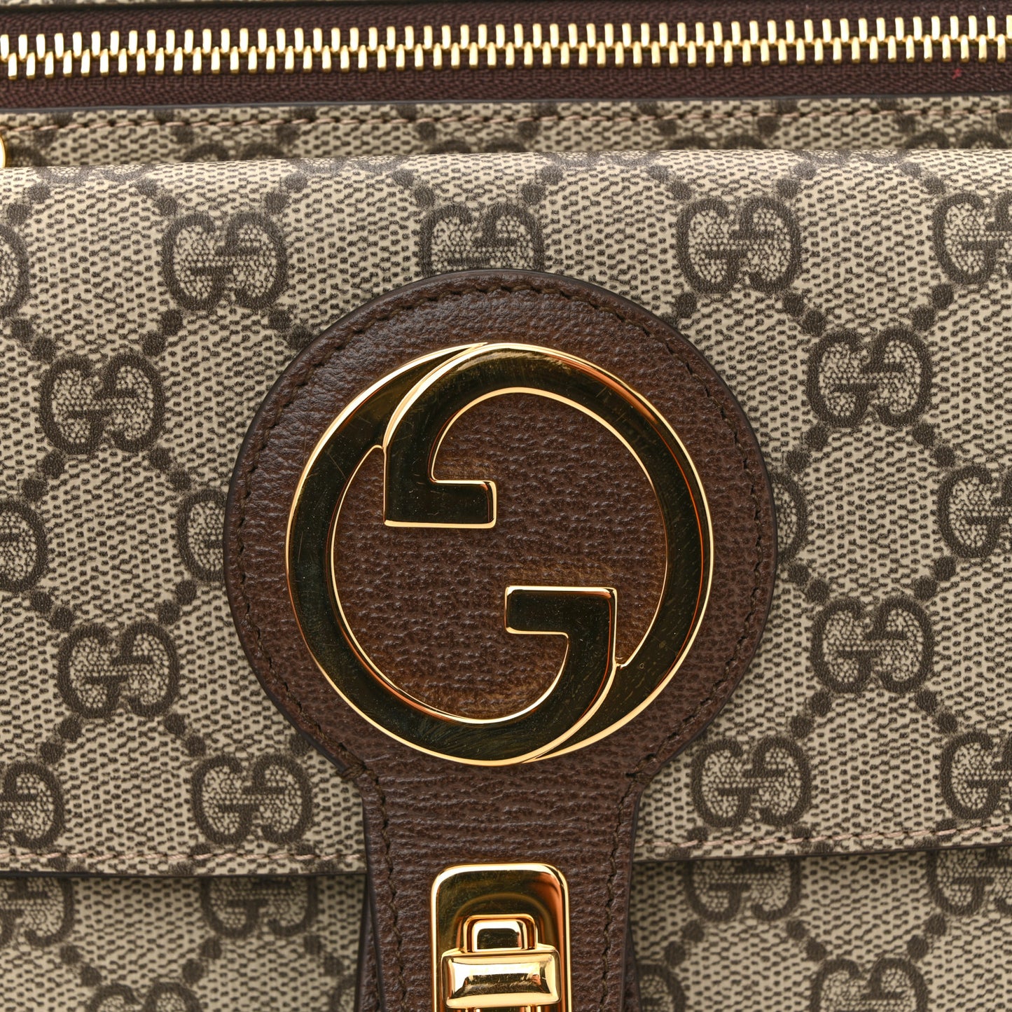 GG Supreme Monogram Textured Dollar Calfskin Blondie Belt Bag Beige Ebony New Acero