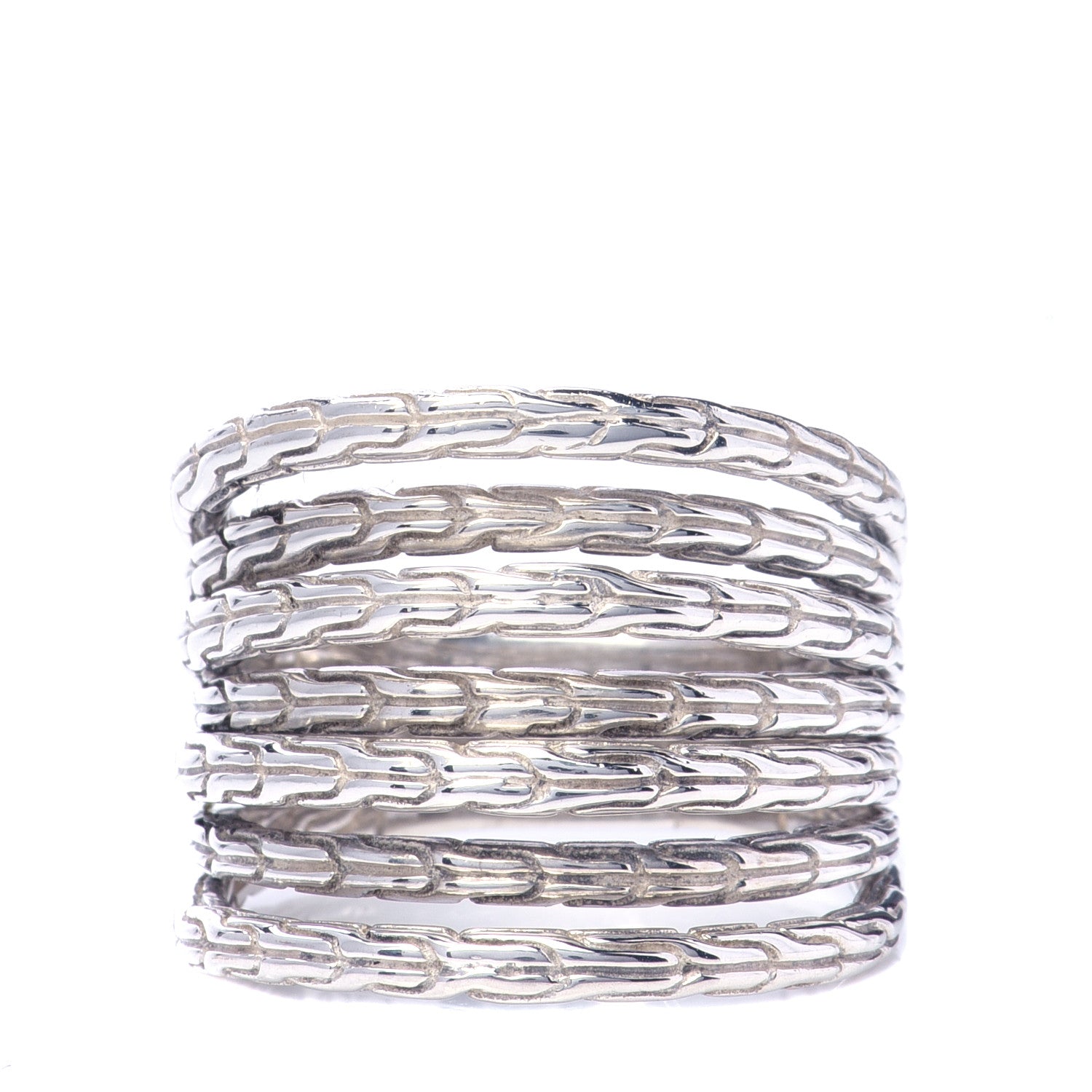 John Hardy Sterling Silver Classic Chain Multi Row Ring 10 1 of 4