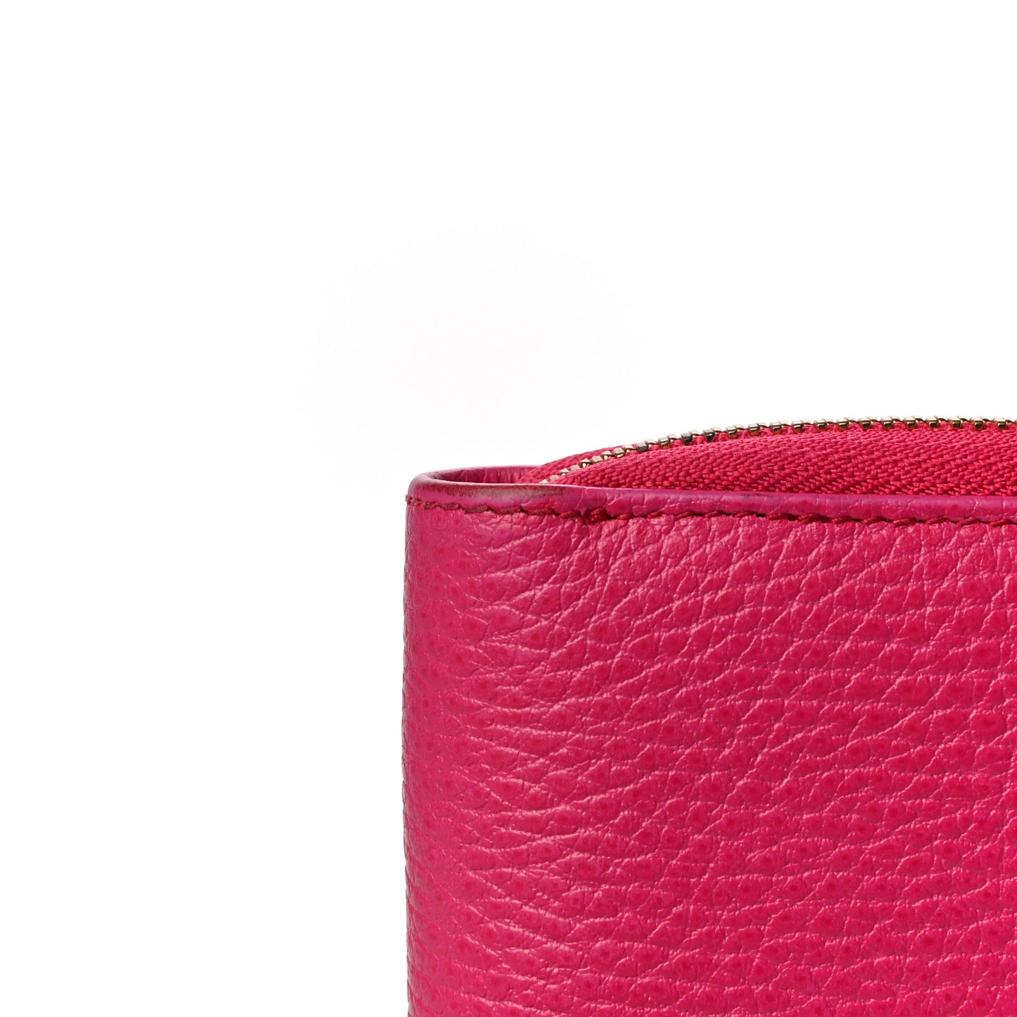 Pebbled Calfskin Zip Around Wallet Pink