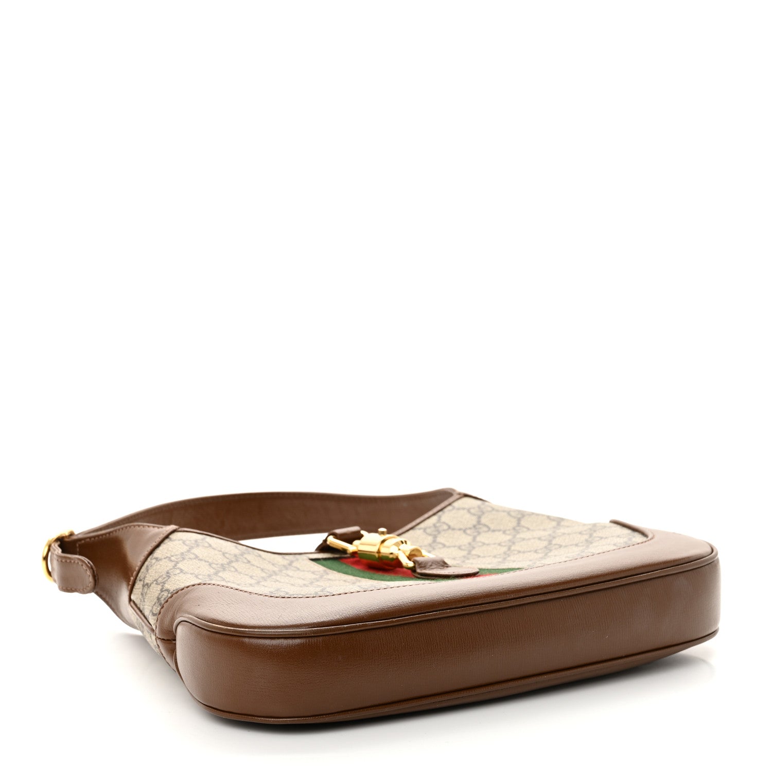 Gucci GG Supreme Monogram Azalea Calfskin Web Small Jackie 1961 Hobo Beige Ebony Brown Sugar 4 of 15