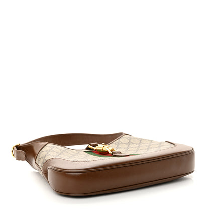Gucci GG Supreme Monogram Azalea Calfskin Web Small Jackie 1961 Hobo Beige Ebony Brown Sugar 4 of 15