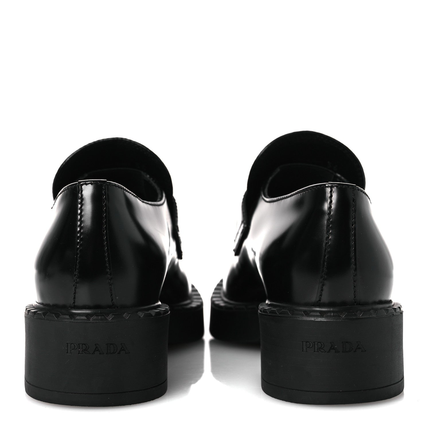 Prada Spazzolato Metal Triangle Logo 50mm Loafers 36 Black 6 of 11
