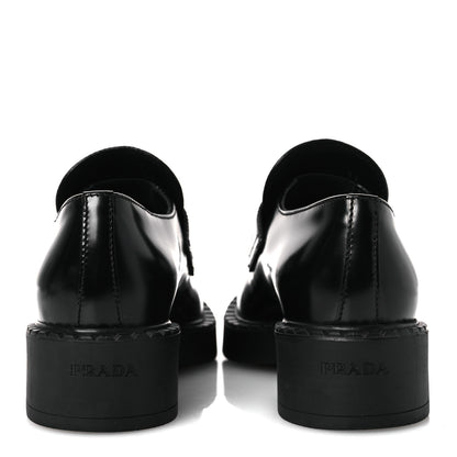 Prada Spazzolato Metal Triangle Logo 50mm Loafers 36 Black 6 of 11