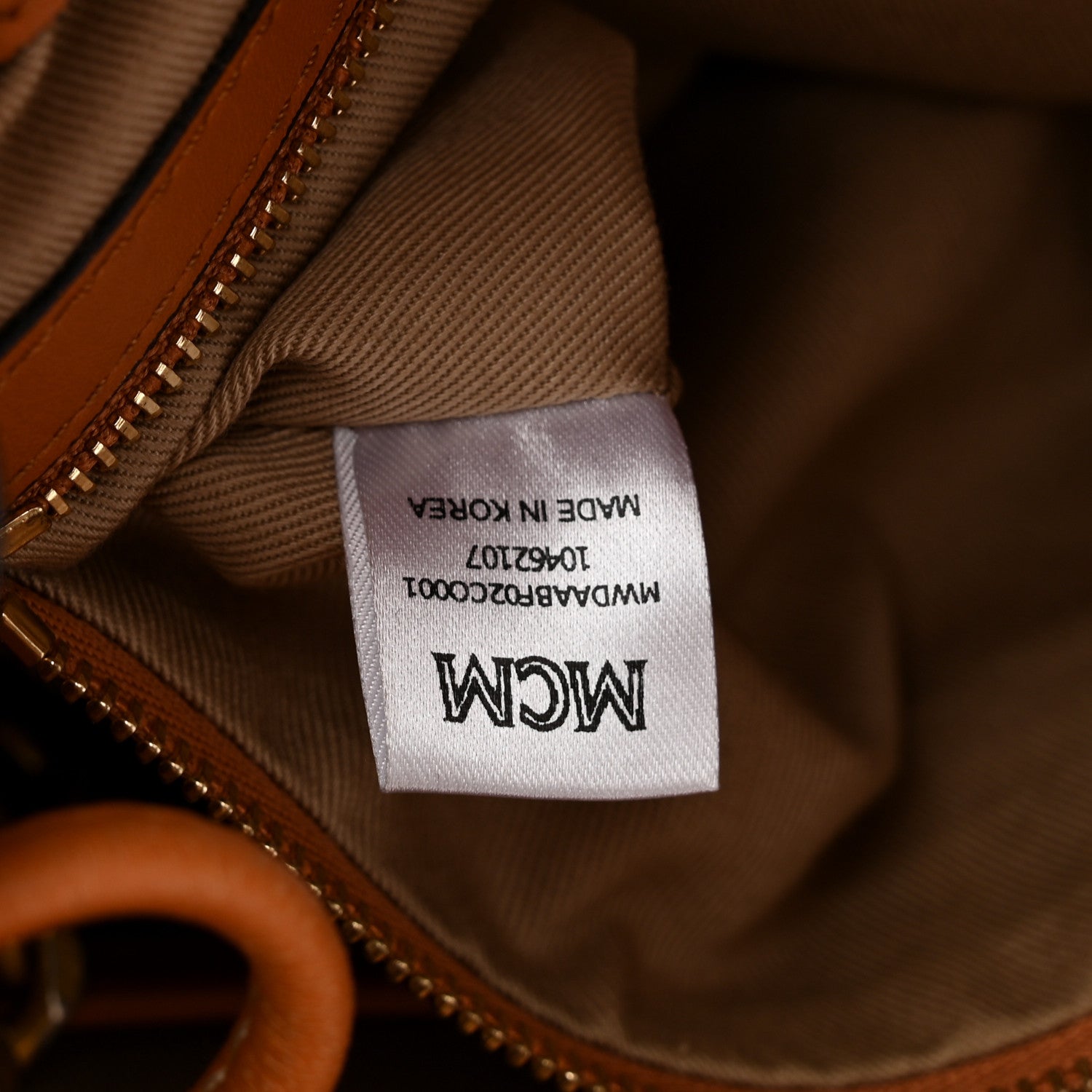 MCM Visetos Small Soft Berlin Drawstring Bucket Bag Cognac 7 of 12