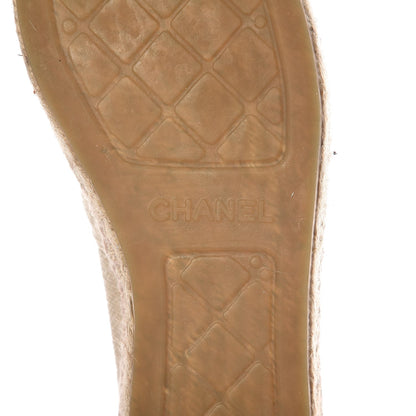 Chanel Toile Sequin CC Espadrilles 38 Beige Black 7 of 8