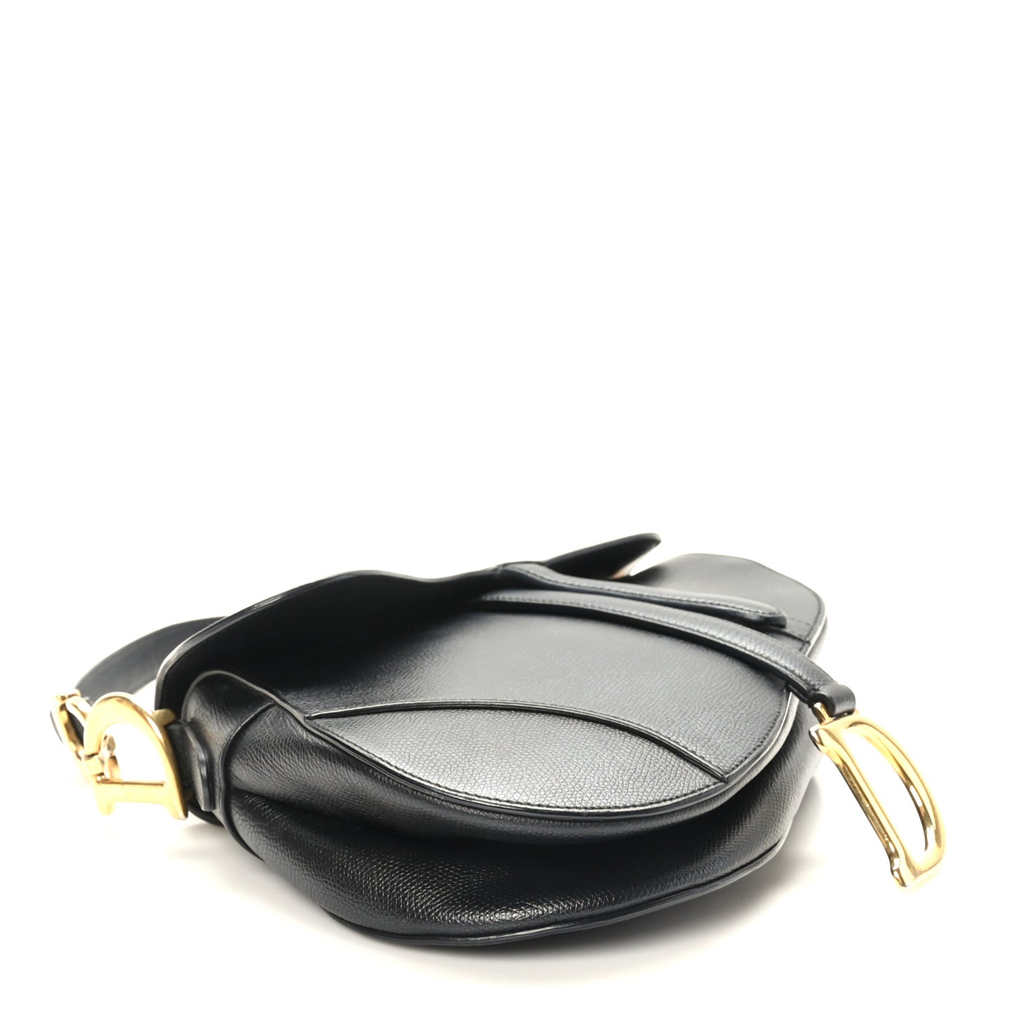 Grained Calfskin Saddle Bag Black