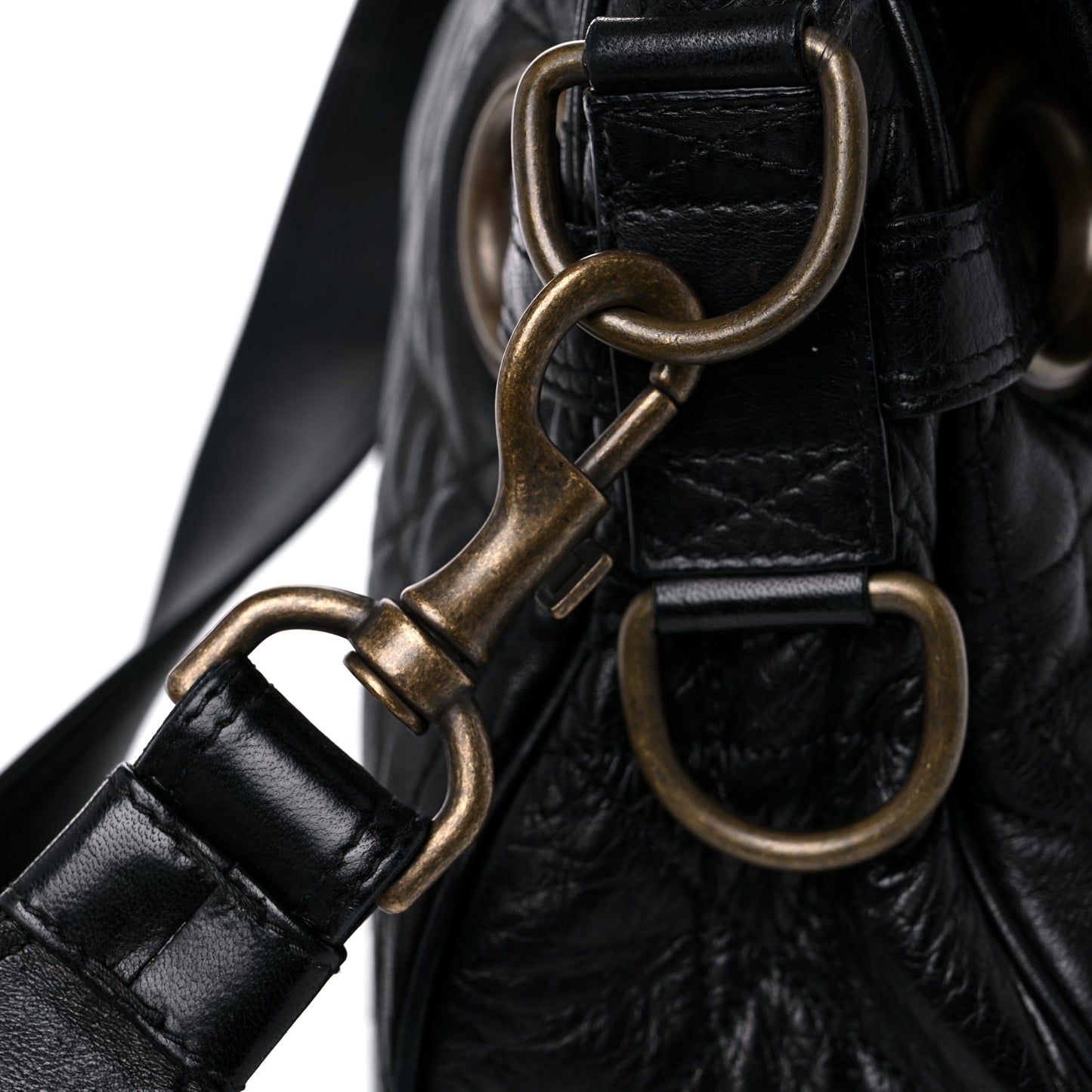 Lambskin Cannage Flap Messenger Bag Black