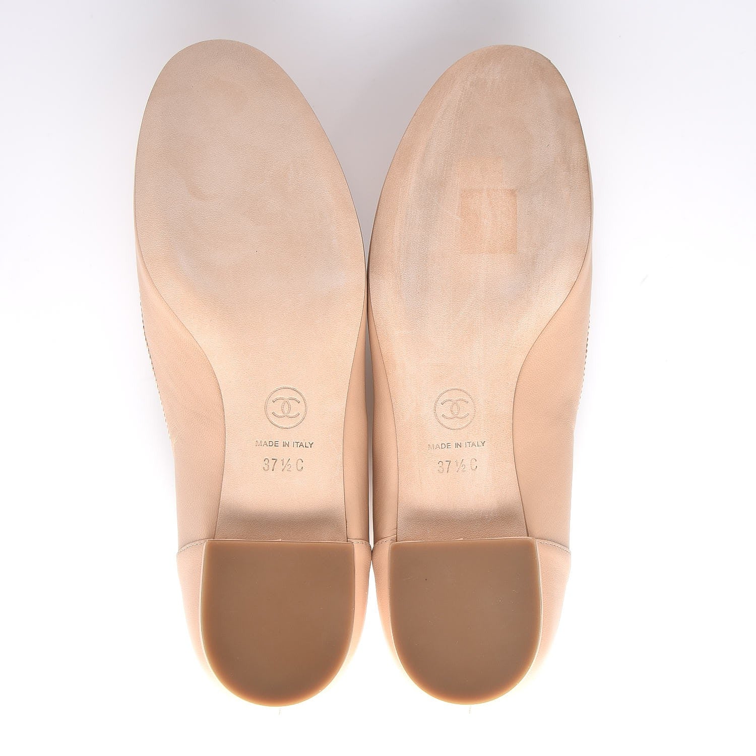 Chanel Lambskin CC Moccasin Loafers 37.5 Beige 5 of 10