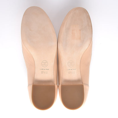 Chanel Lambskin CC Moccasin Loafers 37.5 Beige 5 of 10