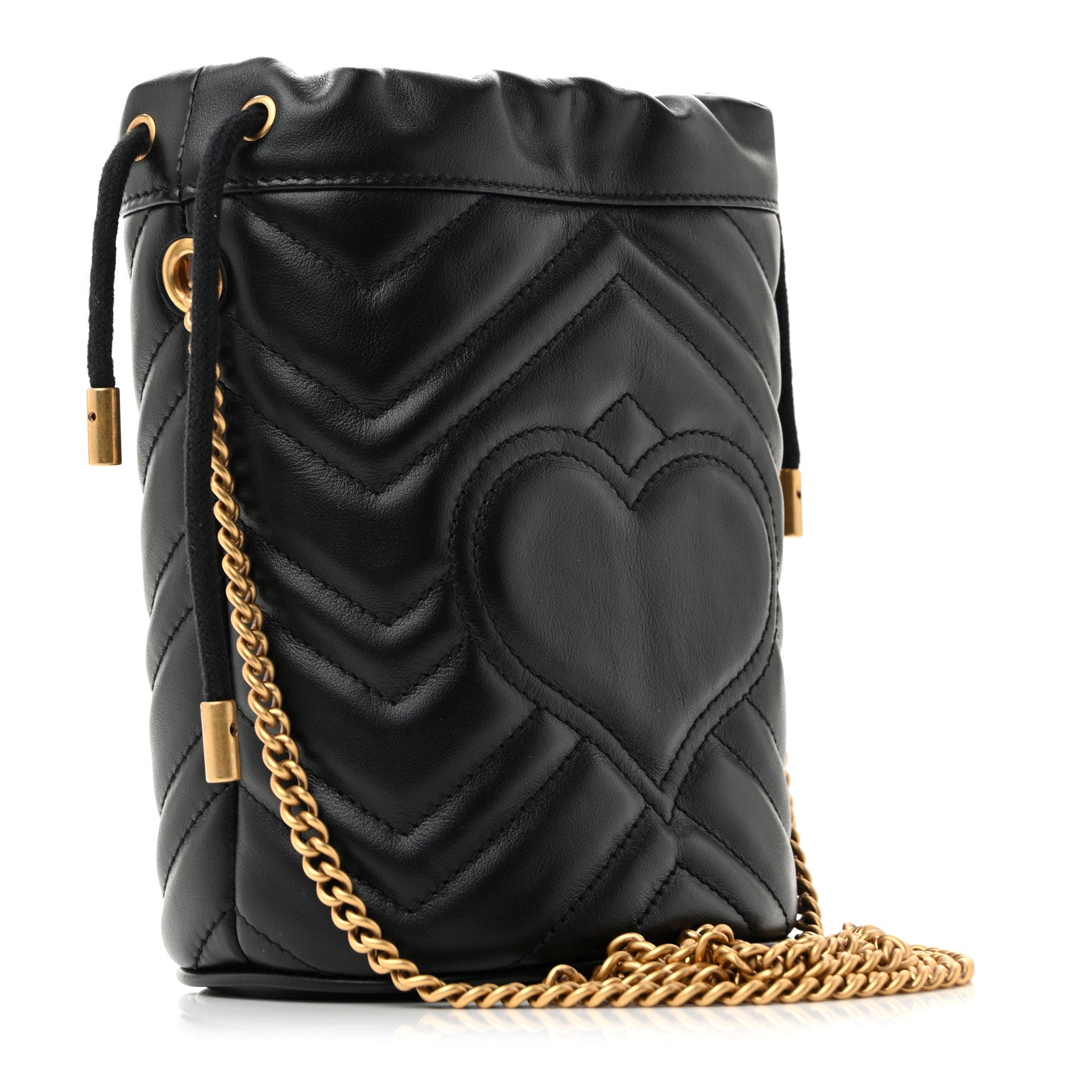 Gucci Calfskin Matelasse Mini GG Marmont 2.0 Bucket Bag Black 3 of 11
