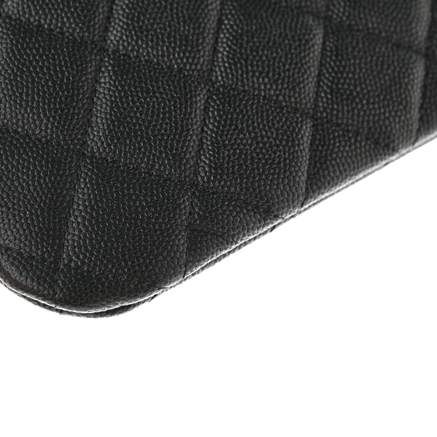 Caviar Quilted Mademoiselle Vintage Large Zip Pouch Black