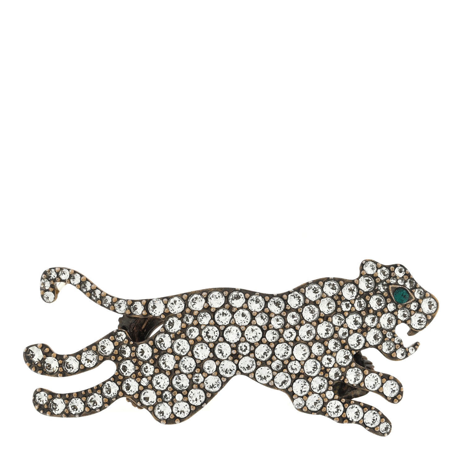 Gucci Crystal Tiger Multi-Finger Ring M Aged Gold Emerald 1 of 4