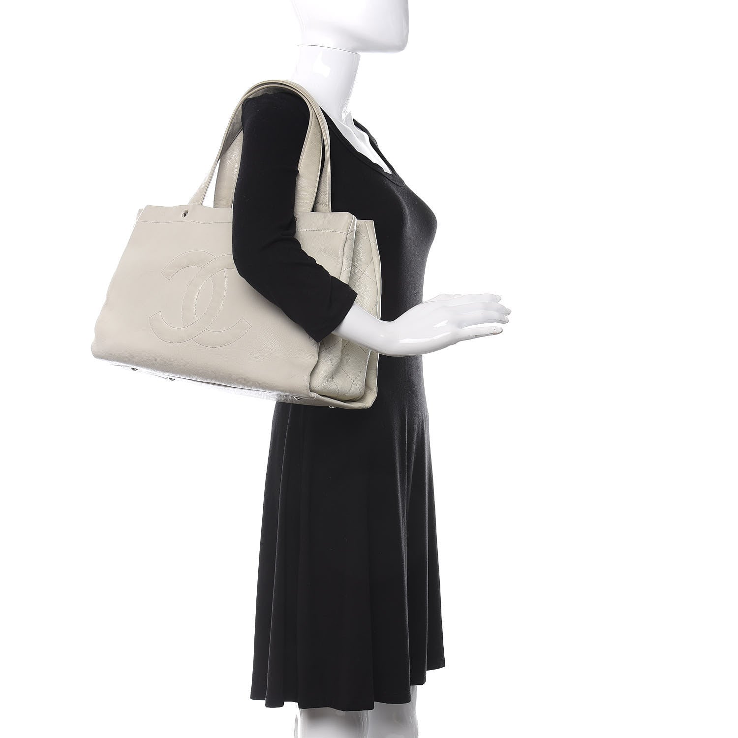 Chanel Caviar CC Tote White 2 of 20
