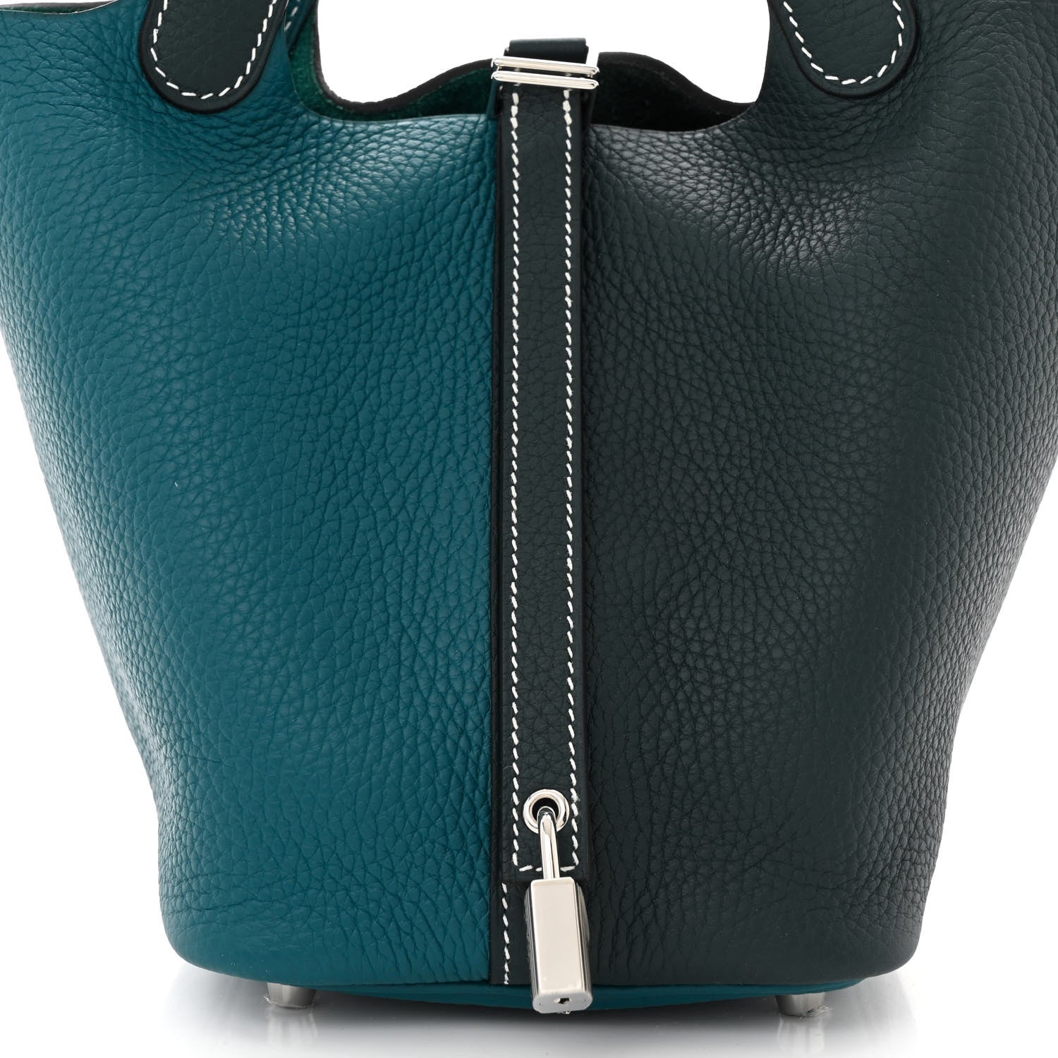 Hermes Taurillon Clemence Casaque Picotin Lock 18 PM Vert Bosphore Vert Cypress 8 of 10