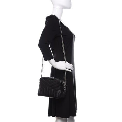 Saint Laurent Calfskin Y Quilted Monogram Small Loulou Bowling Bag Black 2 of 9
