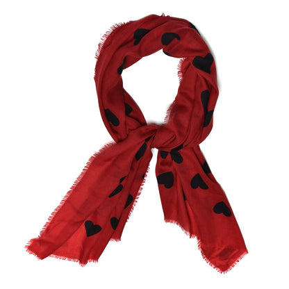 Burberry Cashmere Heart Print Scarf Red 1 of 6