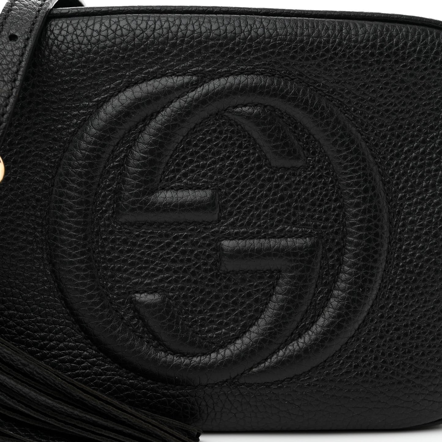 Pebbled Calfskin Small Soho Disco Bag Black