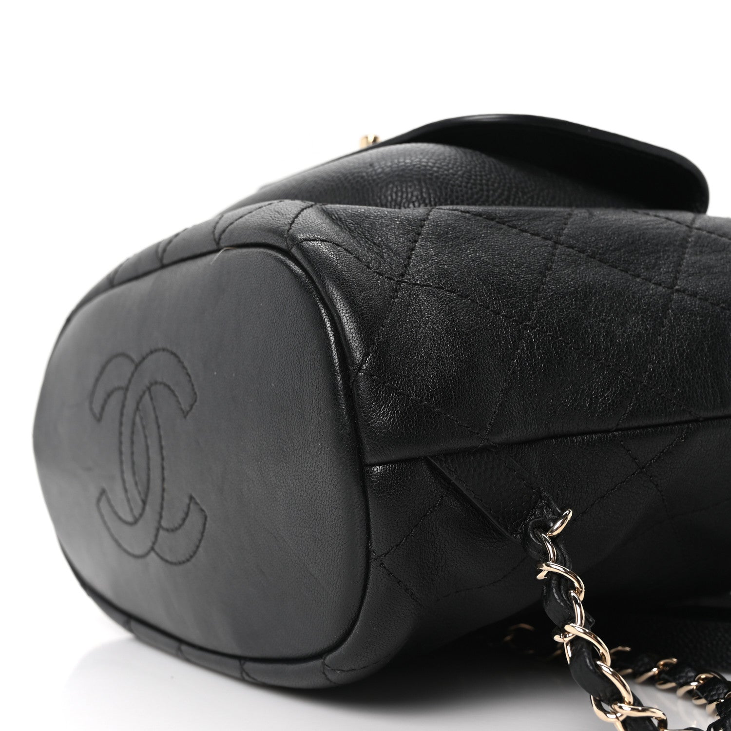 Chanel Sheepskin Caviar Quilted Daily Round Backpack Black 10 of 10