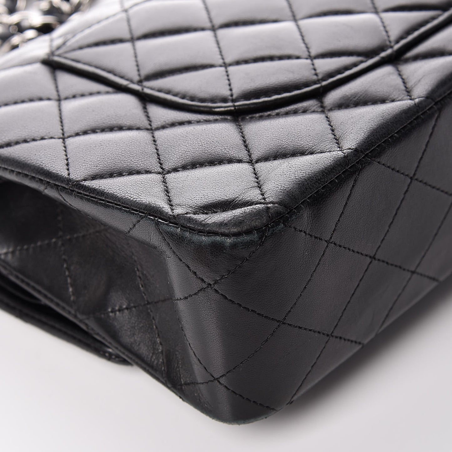 Lambskin Quilted Medium Double Flap Bag Black