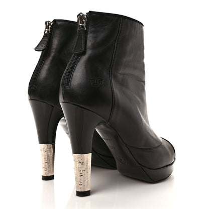 Chanel Lambskin Patent CC Cap Toe Platform Ankle Boots 35.5 Black 4 of 10