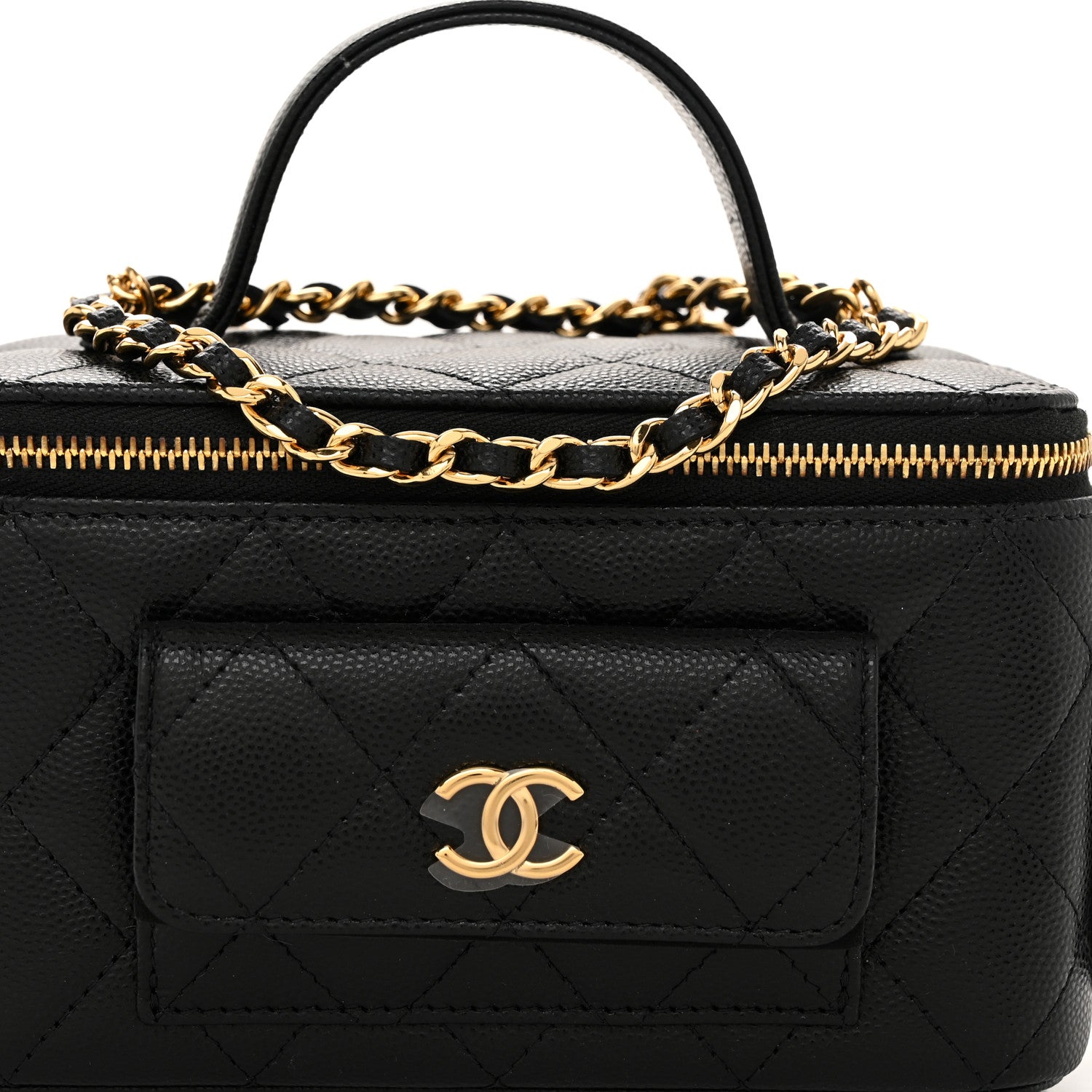Chanel Caviar Quilted Polly Pocket East West Top Vanity With Chain Black 8 of 11