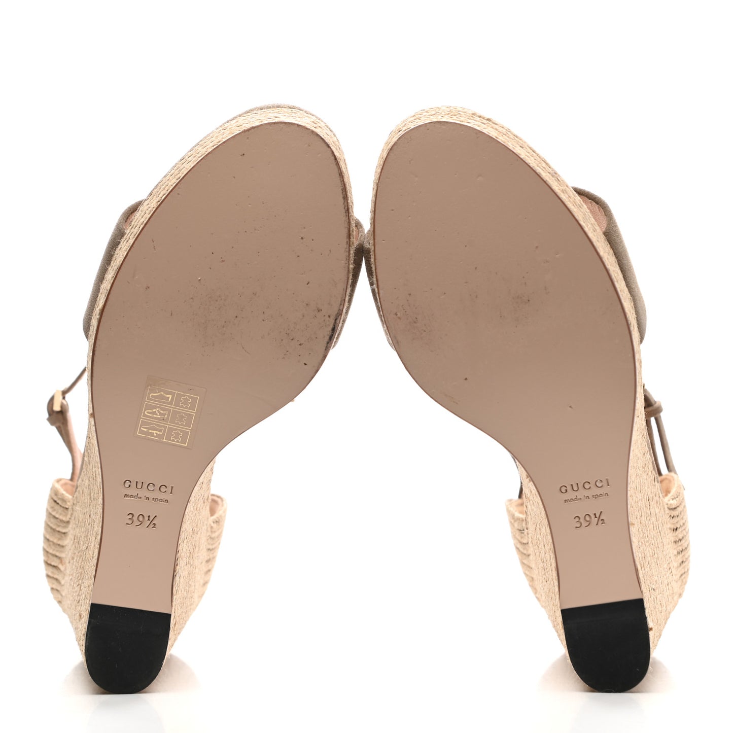Kid Scamosciato Horsebit Platform Espadrille Wedge Sandals 39.5 Taupe
