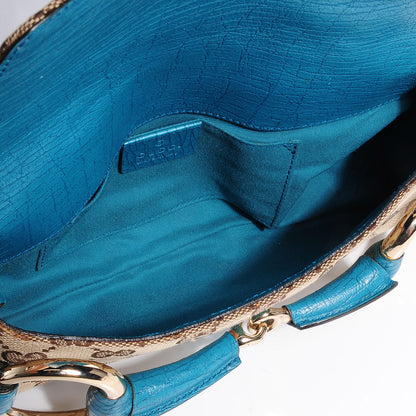 Gucci Monogram Web Small Horsebit Chain Clutch Turquoise 5 of 7