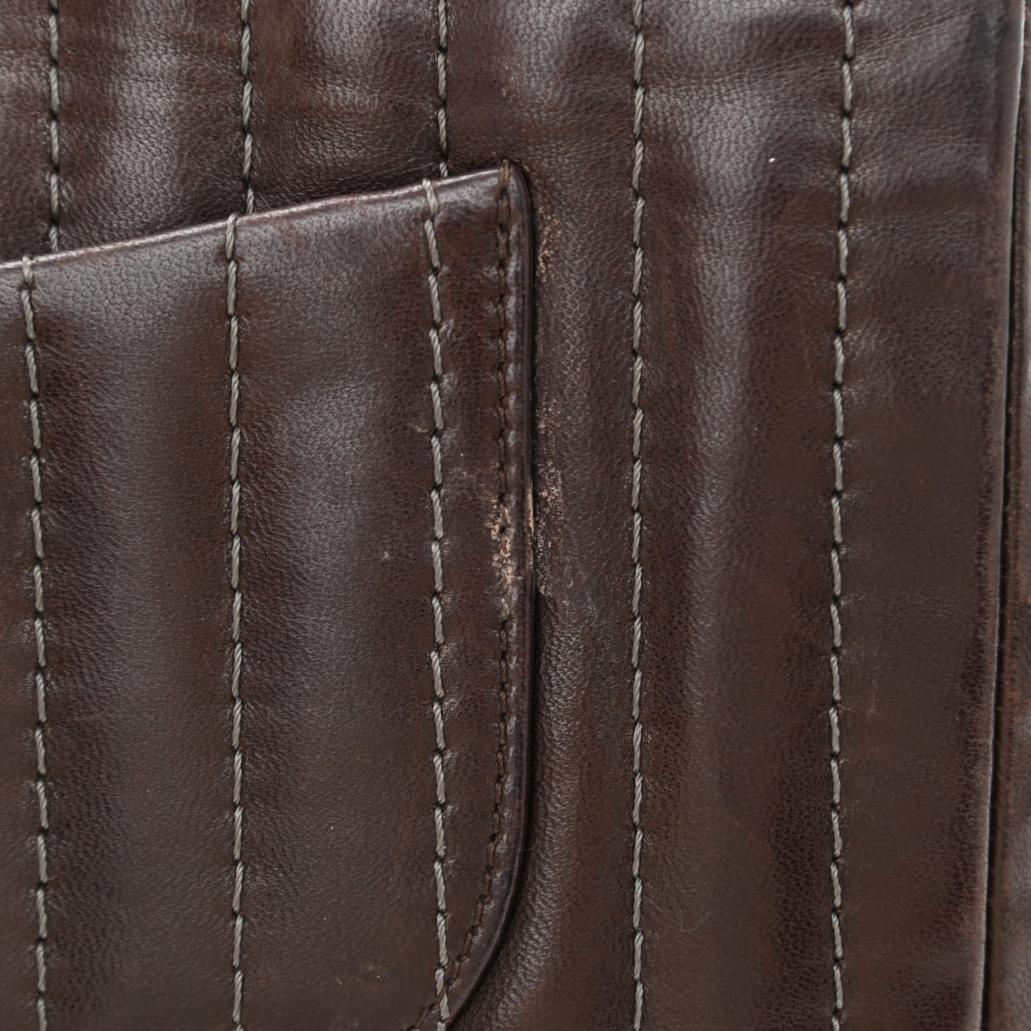 Lambskin Vertical Quilted Medium Single Flap Brown