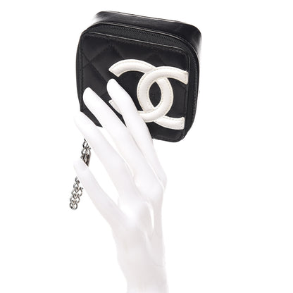 Chanel Calfskin Quilted Cambon Zip Around Makeup Pouch Black White 2 of 13