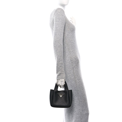 Prada Vitello Daino Soft Mini Dynamique Tote Black 2 of 9