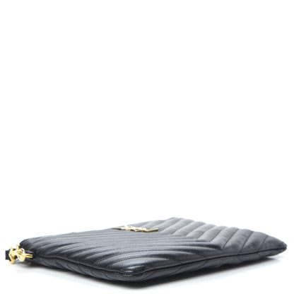Saint Laurent Calfskin Matelasse Chevron Monogram A5 Wristlet Black 4 of 10