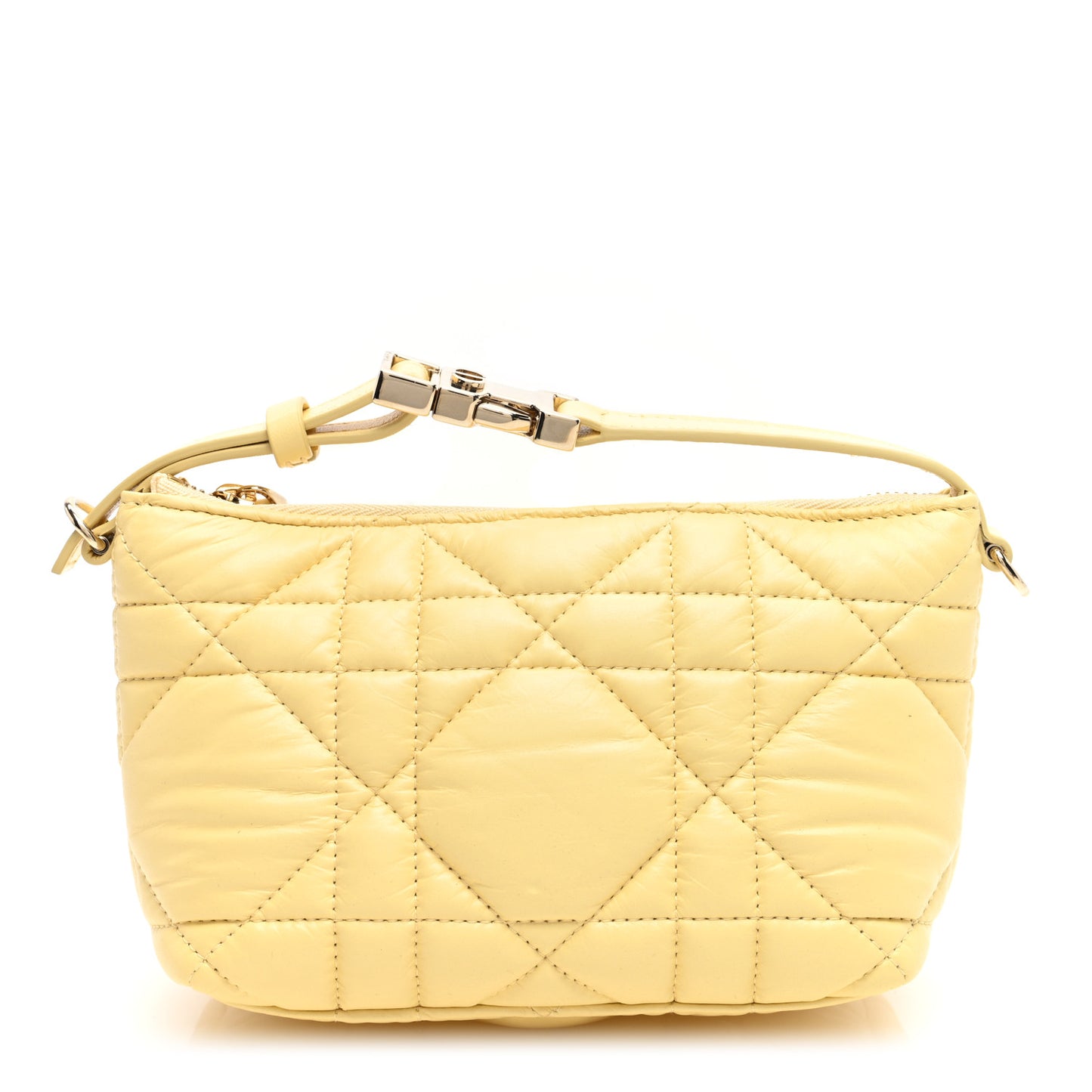 Calfskin Macrocannage Small Diortravel Nomad Pouch Pale Yellow