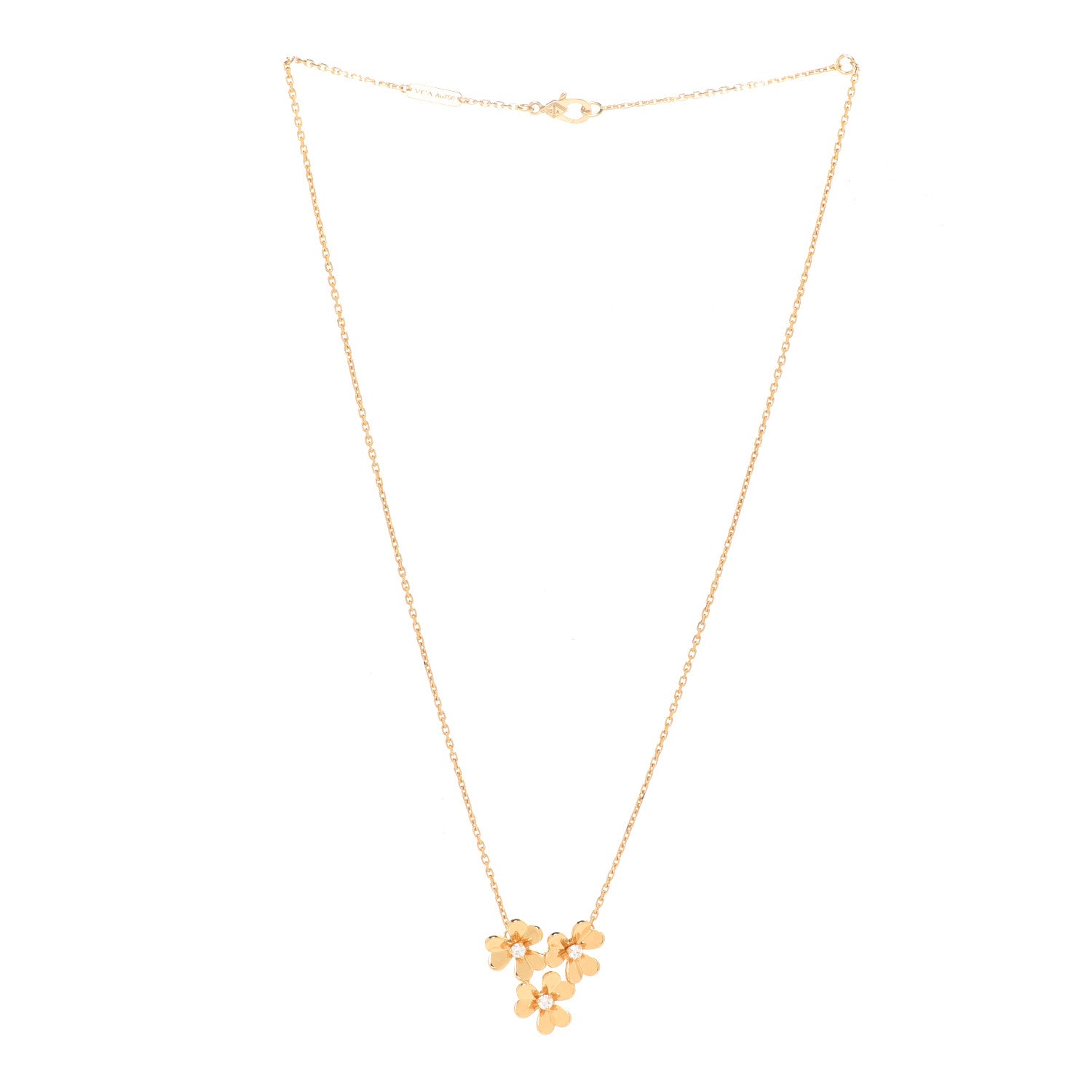 Van Cleef & Arpels 18K Yellow Gold Diamond Mini Frivole 3 Flowers