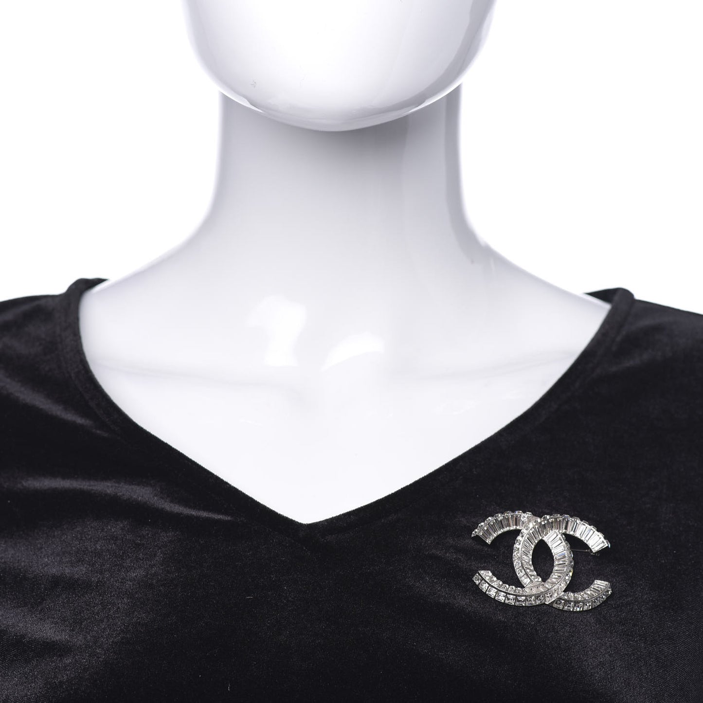 Baguette Crystal CC Brooch Silver