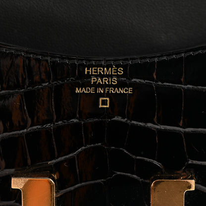 Hermes Shiny Alligator Constance Slim Wallet Black 6 of 8